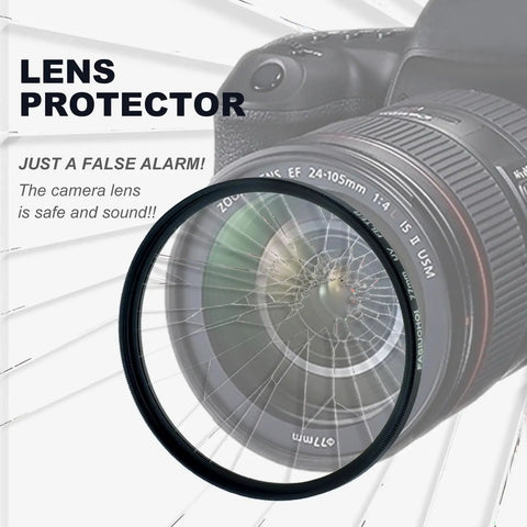 77mm UV Protection Filter For Camera Lens Ultra Slim HD Optical Glass With Multi Coating Water Repellent Scratch Resistant Shield Pro Gear Must Have For Sharp Photos And Smooth Video Shoots displayed on cracked lens protector illustration.