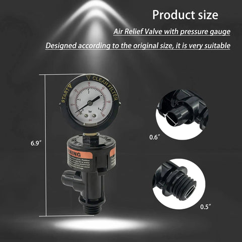 High Flow Manual Air Relief Valve With Pressure Gauge For FNS Clean And Clear Quad DE 2000 4000 Series Pool And Spa Filters