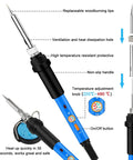 Image showing details of the Wood Burning Kit With Adjustable Temperature 220 To 480 C, including adjustable pyro pen and tips.