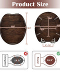 Generic Toilet Seat Replacement Round Slow Quiet Close Resin Wood Bathroom with size measurements and hinge details.