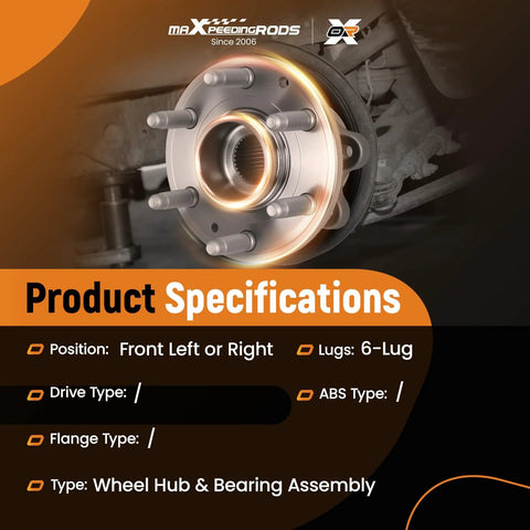 Front Wheel Bearing And Hub Assembly For Chevrolet Colorado 4WD 2015 2021 And GMC Canyon 4WD 2015 2021 Six Lug ABS On Hub