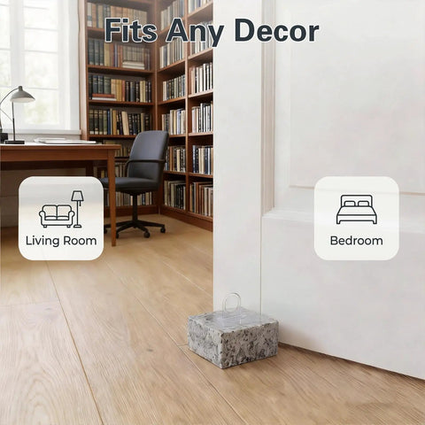 Heavy Duty Marble Door Stopper With Handle 3 Lb Solid Stone Door Holder used in a study setting