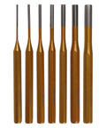 Solid Minhe 7 Piece Punch Set Includes Roll Pin And Chisel Tools Plus Marking Scribe For Watch Repair, Machinery Maintenance, DIY Jobs With Gold Alloy Steel Handle That Is Super Grip Friendly, 7 punches