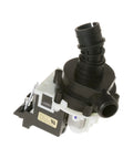 Dishwasher Drain Pump Replacement WD35X20553 for fast water drainage, black and white plastic with quick disconnect plug, side view