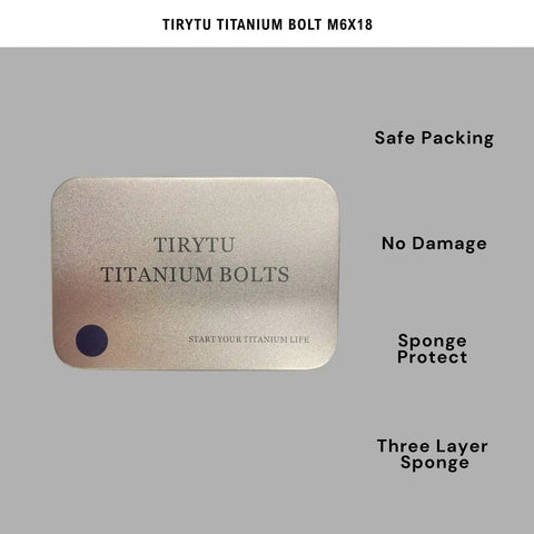 Packaging of Ultra Lightweight Titanium Bolts M6x18 Hex Socket Screws, safe packing, sponge protected, gray background.