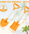 20 Inch Kid Friendly Beach Shovels Set Heavy Duty Plastic Sand Scoops Spades For Beach Sandbox Snow Garden Digging Fun 2 Pack Orange Toy Gift Bundle For Summer Playtime
