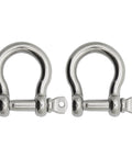 Bow Shackle Three Quarter Inch Stainless Steel Marine Grade 316 Heavy Duty Two Pack For Boat Tie Downs And Towing 5500 Lb Working Load Limit