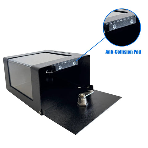 Heavy Duty Steel Countertop Tip Box With Combo Cable Lock Secure Cash Collection Jar For Restaurants And Shops Keep That Dough Safe showing anti-collision pad.
