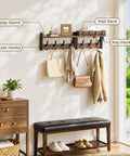 29 Inch Wall Mounted Coat Rack with Swanky Shelf and Heavy Duty Hooks for Entryway Organization Brown Storage Holder for Coats Bags Hats and Mail Hallway Rack that Updates Your Vibe and Maximizes Floor Space with hooks and shelf.