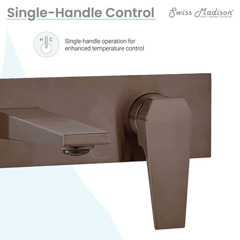 Single-Handle Wall-Mount Bathroom Faucet In Oil Rubbed Bronze, Solid Brass Construction, 1.2 GPM Flow, No-Fuss Hot And Cold Control