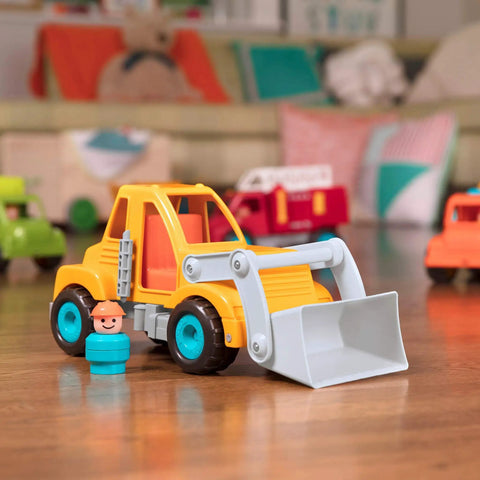 Colorful Kids Construction Bulldozer Toy With Movable Loader And Friendly Driver Durable Yellow Front End Loader Truck
