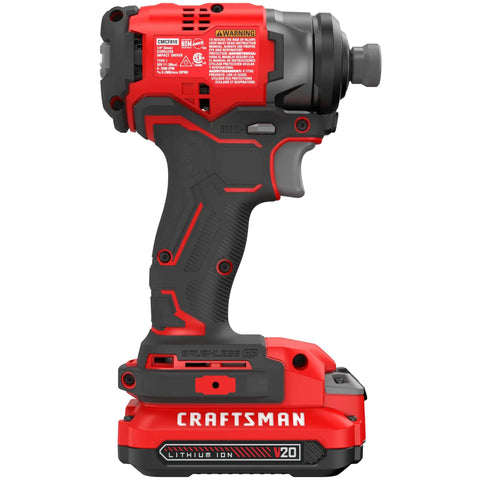 Brushless Cordless Impact Driver with One Quarter Inch Chuck Battery and Charger Included delivers up to 1500 in lbs torque