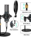 G10 All In One Podcast Studio Bundle With Plug And Play Integrated Mixer And P15 Microphone on adjustable stand and shock mount