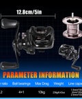 Black Digital Anti Backlash Baitcasting Reel No Fuss Casting With Smart Braking System, dimensions 12.8cm x 12.1cm, spool details