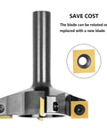 CNC Spoilboard Surfacing Router Bit With Half Inch Shank And Two And A Half Inch Cutting Diameter Four Wings Coated Carbide Inserts