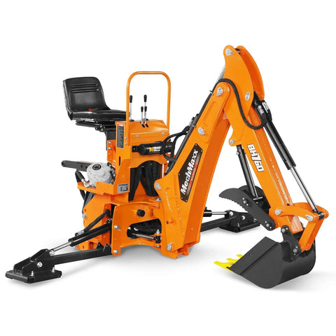 Eight Foot Digging Depth Tractor Backhoe Attachment Heavy Duty With Mechanical Thumb 15 Inch Bucket Self Contained Hydraulic System
