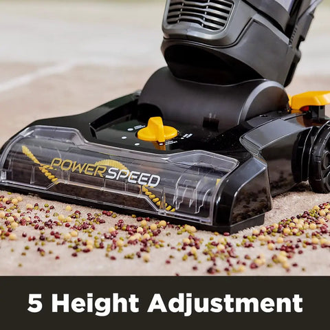 Eureka PowerSpeed Upright Vacuum Cleaner For Carpet And Hard Floors Pet Turbo Black Yellow Lightweight Powerful Deep Clean Multi Surfaced With Five Height Adjustments Extra Large Dust Cup Easy Use Portable