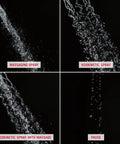 Four spray patterns of 4-Spray H2Okinetic In2ition 2-In-1 Dual Handheld Shower Head With Hose And Magnetic Docking, Chrome Finish