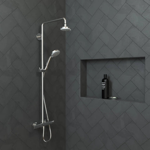 Three Jet Showerhead With Soaking Full Spray And Powerful Massage Settings, Efficient 2.5 GPM Water Flow, mounted in bathroom