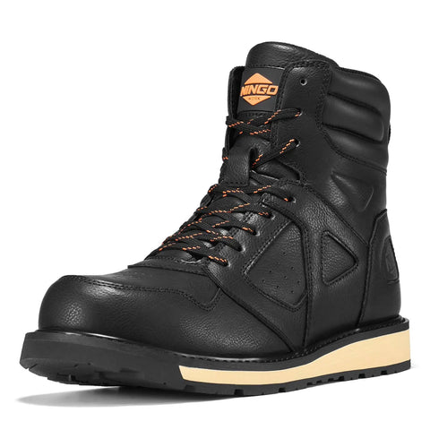 Steel Toe Work Boots For Men With Side Zipper, Water And Slip Resistant, All Day Comfort, Electrical Hazard Protection