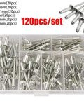 Heavy Duty Aluminum Pop Rivets Kit 120 Pcs Dome Head Blind Rivets M3.2 M4 Go To Metal DIY Projects Auto Home Outdoor