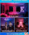 Color Changing RGBW LED Light Bulb With 270 Degree Beam, 450 Lumens 2700K Warm White, 12 RGB scenes, strobe and smooth modes