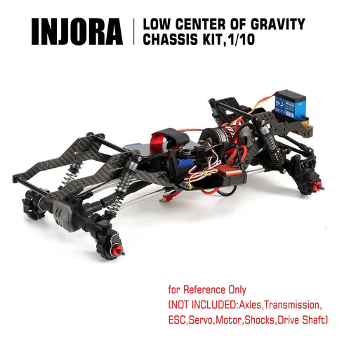 313/324 Millimeter Wheelbase LCG Carbon Fiber Chassis Kit For 1/10 RC Crawler TRX4 with exposed components and red accents