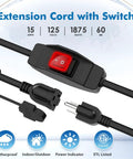 Beefy One And A Half Foot Extension Cord With Switch For Indoor Outdoor Use 14 Gauge Three Conductor Cable 1875 Watt 15 Amp