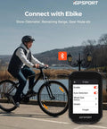 Cyclist using BSC300T Wireless Bike Computer GPS With Two Point Four Inch Touch Screen on a road, displaying bike settings.