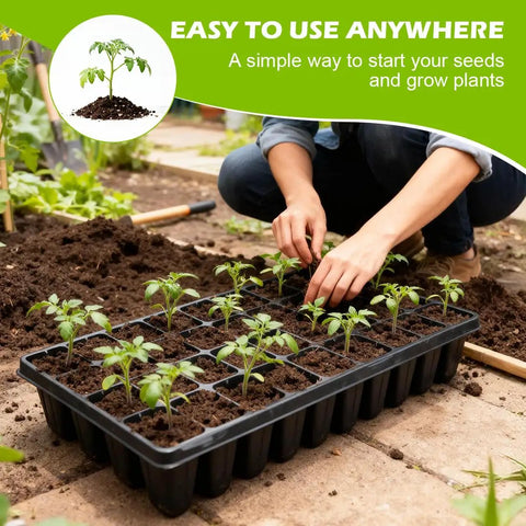 Deep 40 Cell Seed Starter Trays, 3.93 Inch Deep Plastic Nursery Trays For Seed Germination And Propagation, 2.1 By 1.8 Inch Cells, 20 By 10 Inches, Fits Standard 1020 Flats And Inserts, Pro Grade For Seedlings