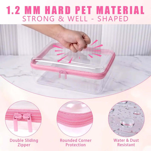 Straight Up Heavy Duty Clear Hard Shell Zipper Cases, Major Game Changer Diaper Bag Organizers, showcasing strong material and zipper.