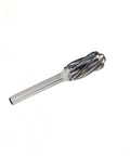 Side view of YUFUTOL carbide burr for aluminum with cylindrical shank and fluted head