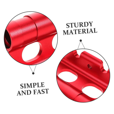 Close-up of red Fork Mount Bracket for Car Roof Racks with Quick Release, showing sturdy material and simple design features.