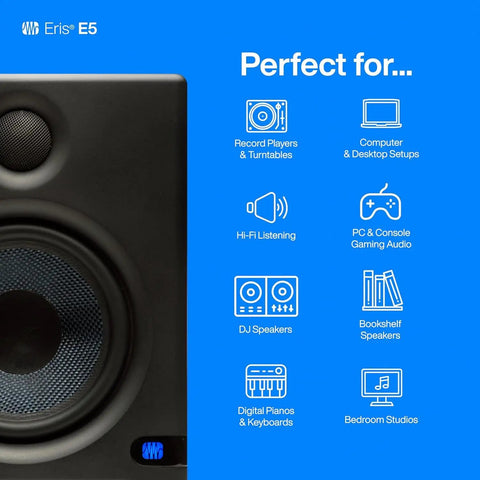 Two Way 5.25 Inch Near Field Studio Monitors With Silk Dome Tweeter And 80 Watt Class AB Power for diverse audio setups