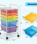 6 Drawer Rolling Storage Cart For Tools, Scrapbook Paper, Crafts, Home Office, And School Supplies with multicolor drawers