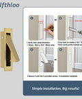 Sleek Two Pack Recessed Pocket Door Pulls With Zero Fuss Flush Mount Design And Comfortable Finger Groove For Seamless Sliding Interior Doors And Modern Home Furniture In Brushed Brass installation guide with measurements and steps.