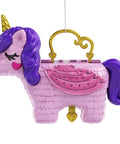 Unicorn Party Playset With 25 Surprises, Pink Unicorn Toy With Purple Hair, Confetti Pinata Fun, castle-themed portable mini set