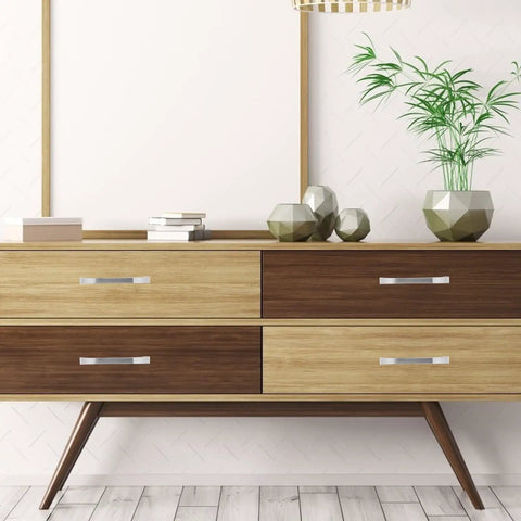 Modern dresser featuring 10 Pieces Zinc Alloy Wardrobe Handles And Drawer Pulls, Modern Silver Cabinet Door Pulls With 128mm Hole Spacing