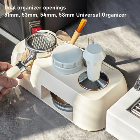 Heavy Duty Abs Coffee Tamper Station Built Tough For The Daily Grind Ergonomic Portafilter Holder with dual openings for tools.