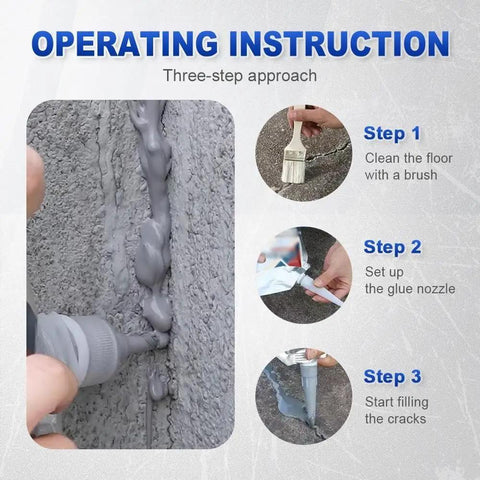 Operating instructions for Heavy Duty Concrete Crack Filler And Cement Repair Sealant With Precision Fill Tip for filling driveway cracks.