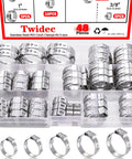 Rugged Pro Grade PEX Cinch Clamps Kit 5 Size 3/8 1/2 3/4 5/8 1 Inch Stainless Steel Crimp Rings For PEX Pipe Fittings shown in case