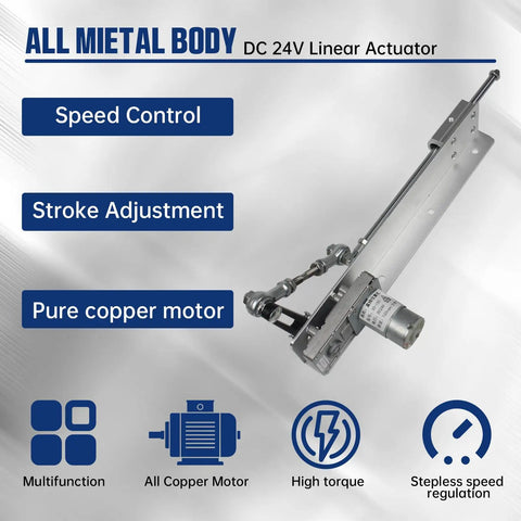 Plug And Play Reciprocating Linear Actuator With 6 Inch Stroke Adjustable 3-15 cm (1.18-6 In) shown with DC24V gear motor