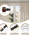 Imitation Wood Grain Curtain Rod Set 1 Inch Diameter Heavy Duty Adjustable Drapery Rods For Windows 48 To 84 Inches Indoor Outdoor Modern Finials Durable Finish Built To Last, shown with detail splicing, telescoping design, and adjustable brackets.