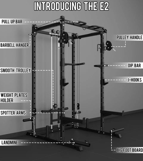 Heavy Duty Power Rack And Cable System For Home Gym Workout Gear Built Damn Tough for strength training with pull up bar and accessories.
