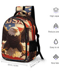Vintage American Eagle Printed Unisex Backpack With Large Capacity, Durable Polyester Everyday Daypack For School Or Travel