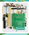 All In One MCU Starter Kit With 51 And 52 Demo Board, Soldering Practice Kit, Learning Board components and modules displayed