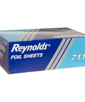 Pop Up Interfolded Aluminum Foil Sheets In Silver, 500 Count Box, visible in blue packaging, ideal for wrapping food, grilling, freezer storage