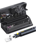 Cordless Rotary Tool Kit With 25000 RPM Motor 5 Speed Settings 44 Accessories For Sanding Polishing Drilling Carving And Cutting DIY Projects In A Handy Flip Top Case Built For Do It All DIYers with open case and tools