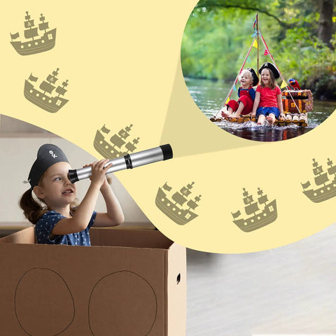 Two Piece Pirate Telescope Spyglass Toy Set For Kids Kid Friendly Vintage Mini Pirate Binoculars In Silver And Gold Perfect For Party Favors Halloween Decor Imaginative Play And Gift Bags, silver ABS telescopes, kids pirate play