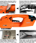 No Sweat Hand Held Electric Strapping Machine With 6000Mah Battery Powered Heat Welder For PP Pet Tape close-up of handle and buttons.